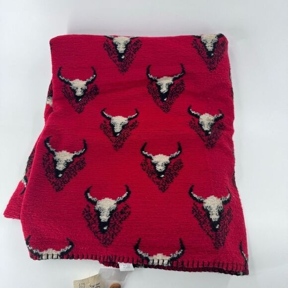 NWT Authentic Barn Fly Cow Skull Throw blanket 60 x 60 - Picture 5 of 11